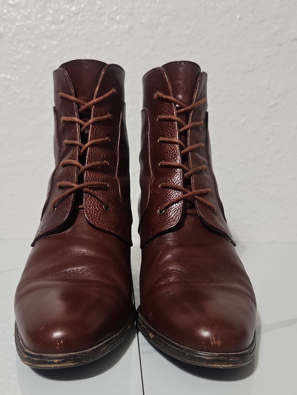 BALLY Italian Leather Vintage Lace Up Granny Boots Size 38.5 (US 8) - Picture 6 of 11